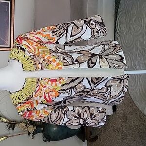 Chico's Multicolor Embroidered  Floral  Jacket Blazer with Yellow Accents